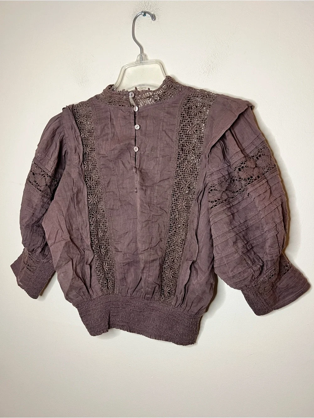 Free People One Sydney Blouse Cotton Brown Size Small